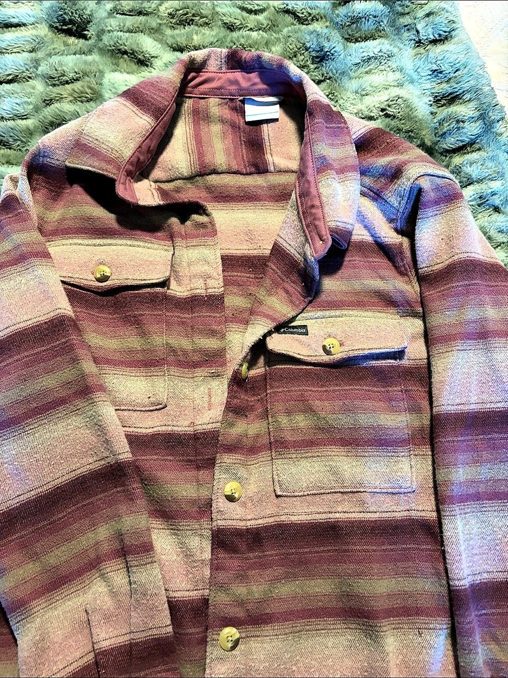 Columbia Striped Utility Jacket / Shacket in Grey & Purple Like New